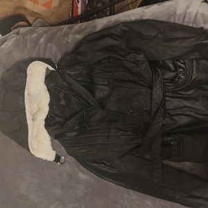 Black Leather Jacket with hat